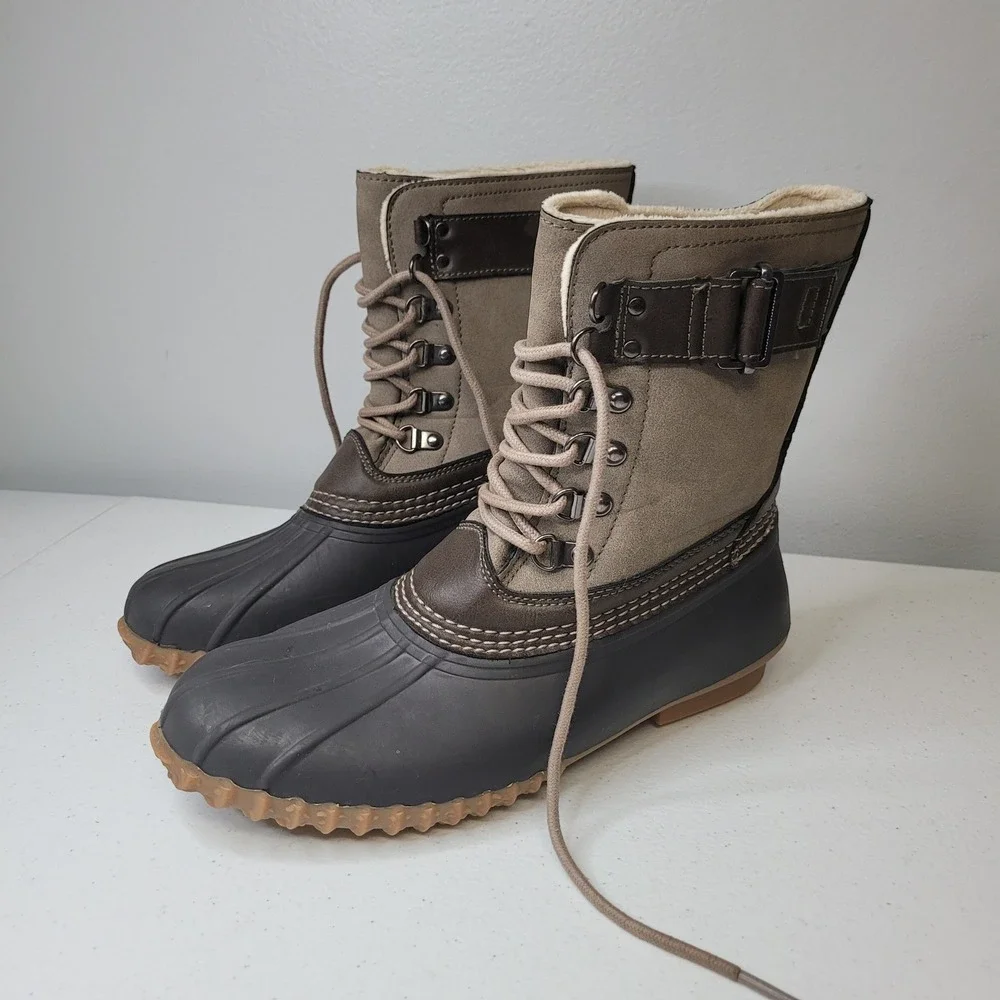 Esprit Cove Womens Duck Boots Brown Tan Faux Fur Lined Winter NETAUG16 Size‎ 8.5